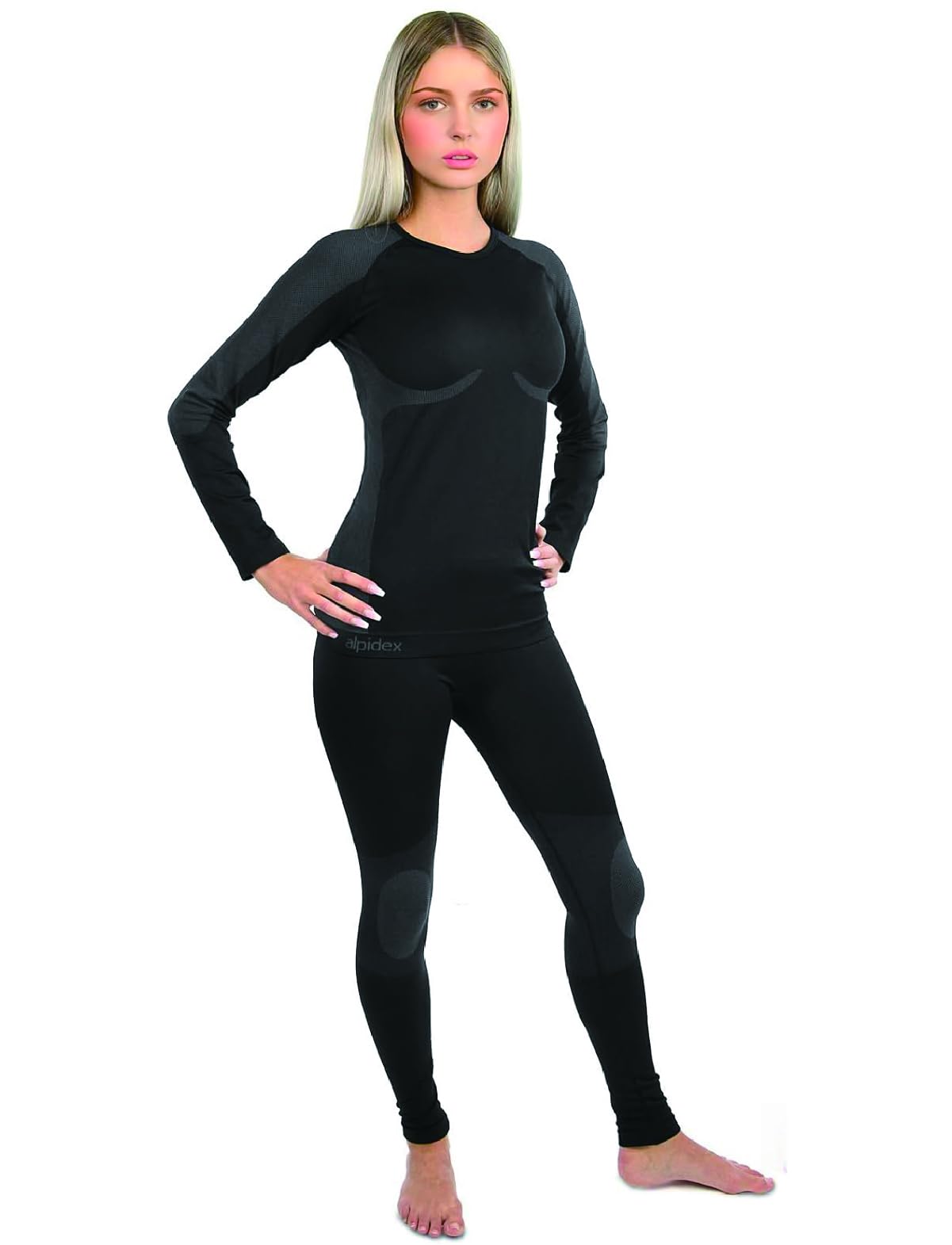 

Alpidex Heattech Ультра Теплое Термобелье Защита от Холода Женский Комплект, Лыжи, Сноуборд, (Черный/Серый, L/XL)