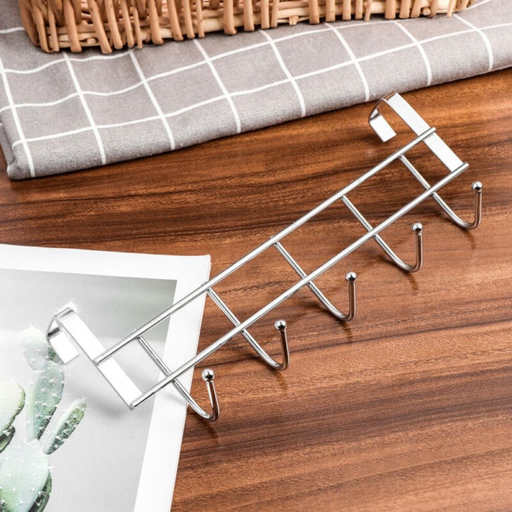 White Over The Door 5 Hooks Hanger Secure Strong Metal Hook Storage Holder