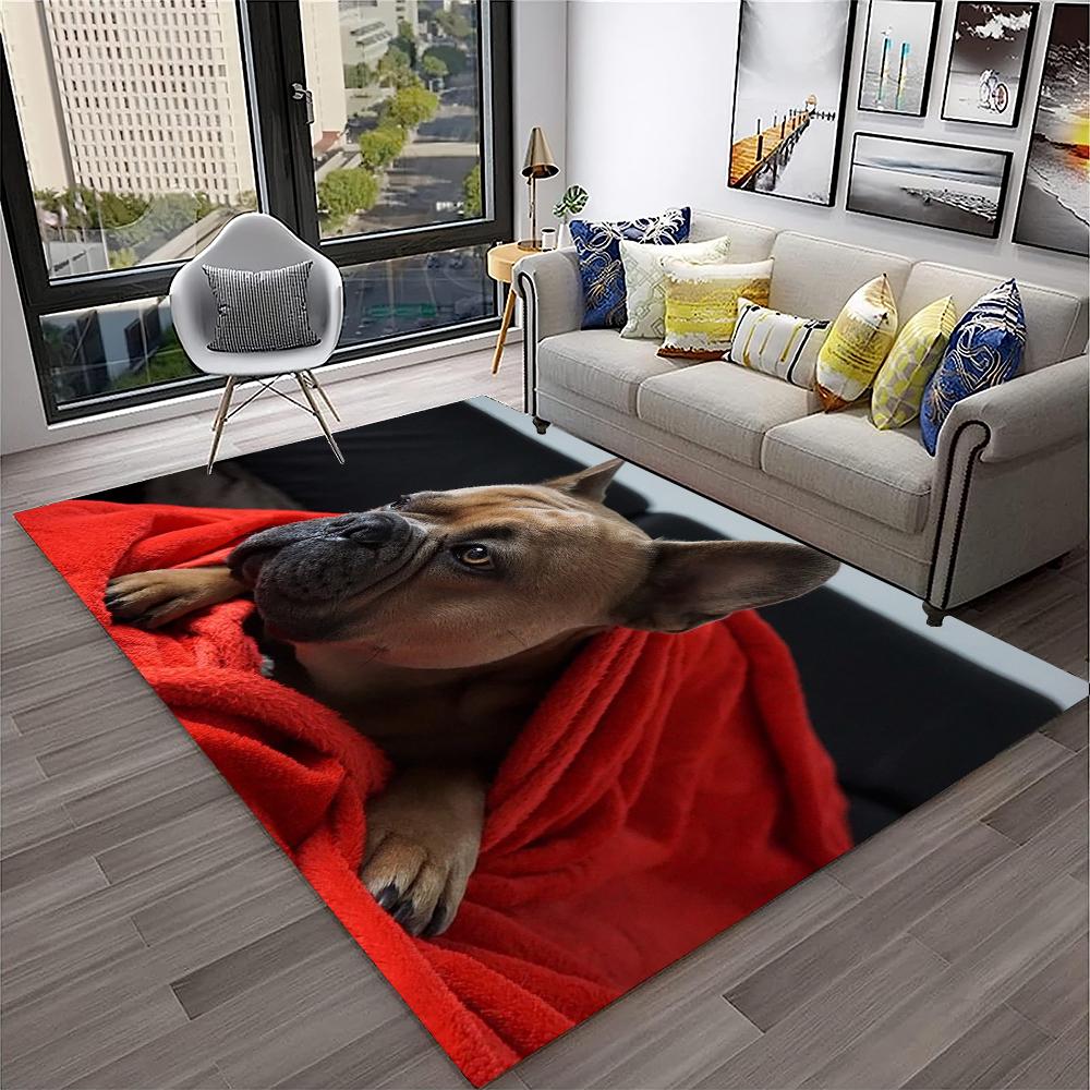 Cartoon Französisch Pit Bull Hund Haustier Teppich Teppich für Zuhause Wohnzimmer Schlafzimmer Sofa Fußmatte Dekor, Kinder Spielbereich Teppich rutschfeste Bodenmatte