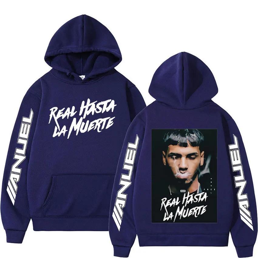 Long Sleeve Clothes Rapper Anuel Pullover Real Hasta La Muerte Print Autumn Fleece Hoodie Regular Fashion Streetwear