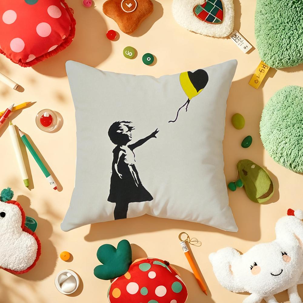 Banksy Uncovering Art Pillow Case Plush Fabric Soft DoubleSided Printed Sofa Warm Winter Home Gift Cushion Cover