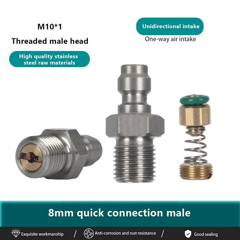 Male Connector 8Mm Male Thread Quick Connect Valve Pcp Filling With Valve M10X1 1/8Npt 1/8Bspp For High-Pressure Pumps
