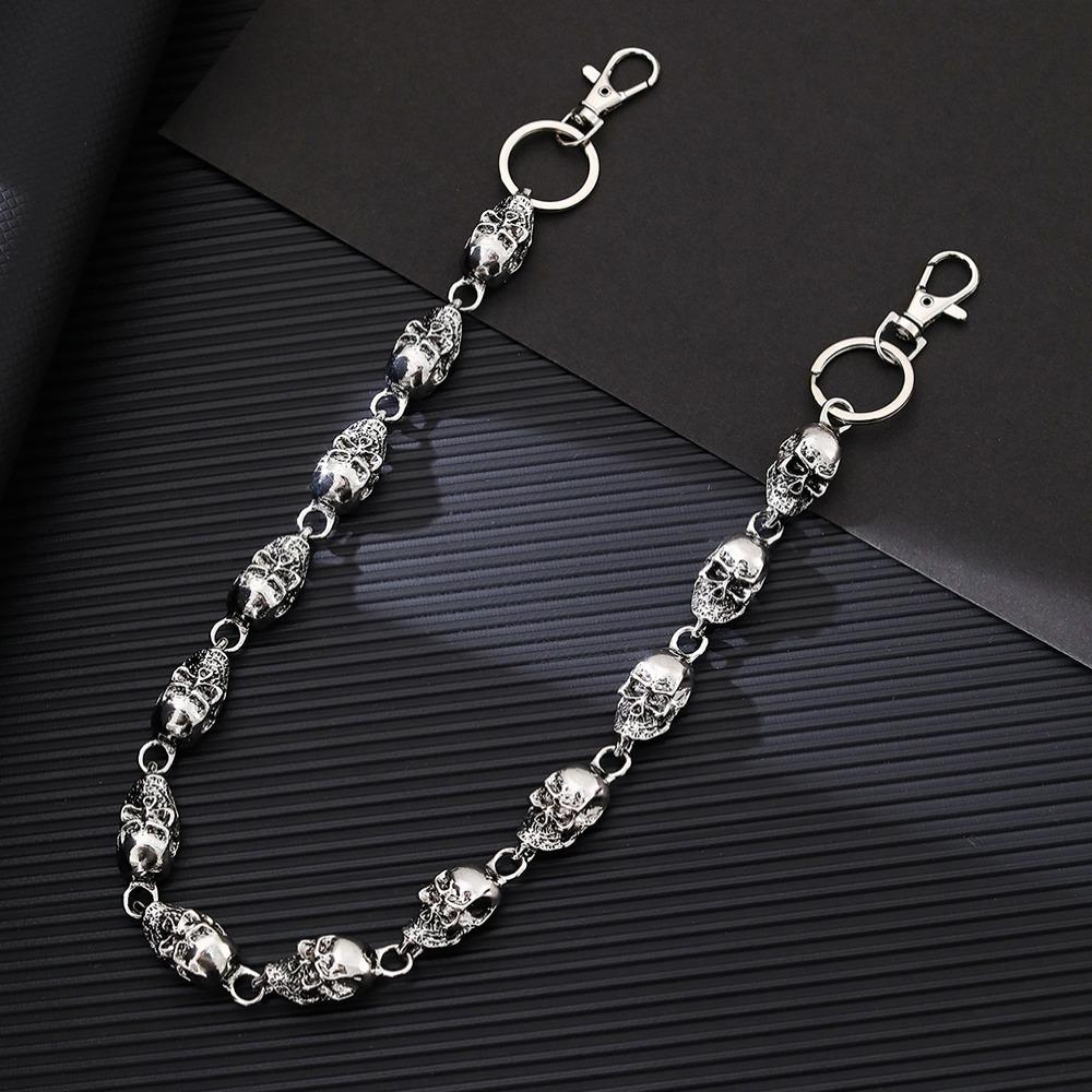 Metal Skull Jeans Chain Punk Body Chain Accessory Fashion Metal Waist Chain  Women Bag Pendant Antique Silver