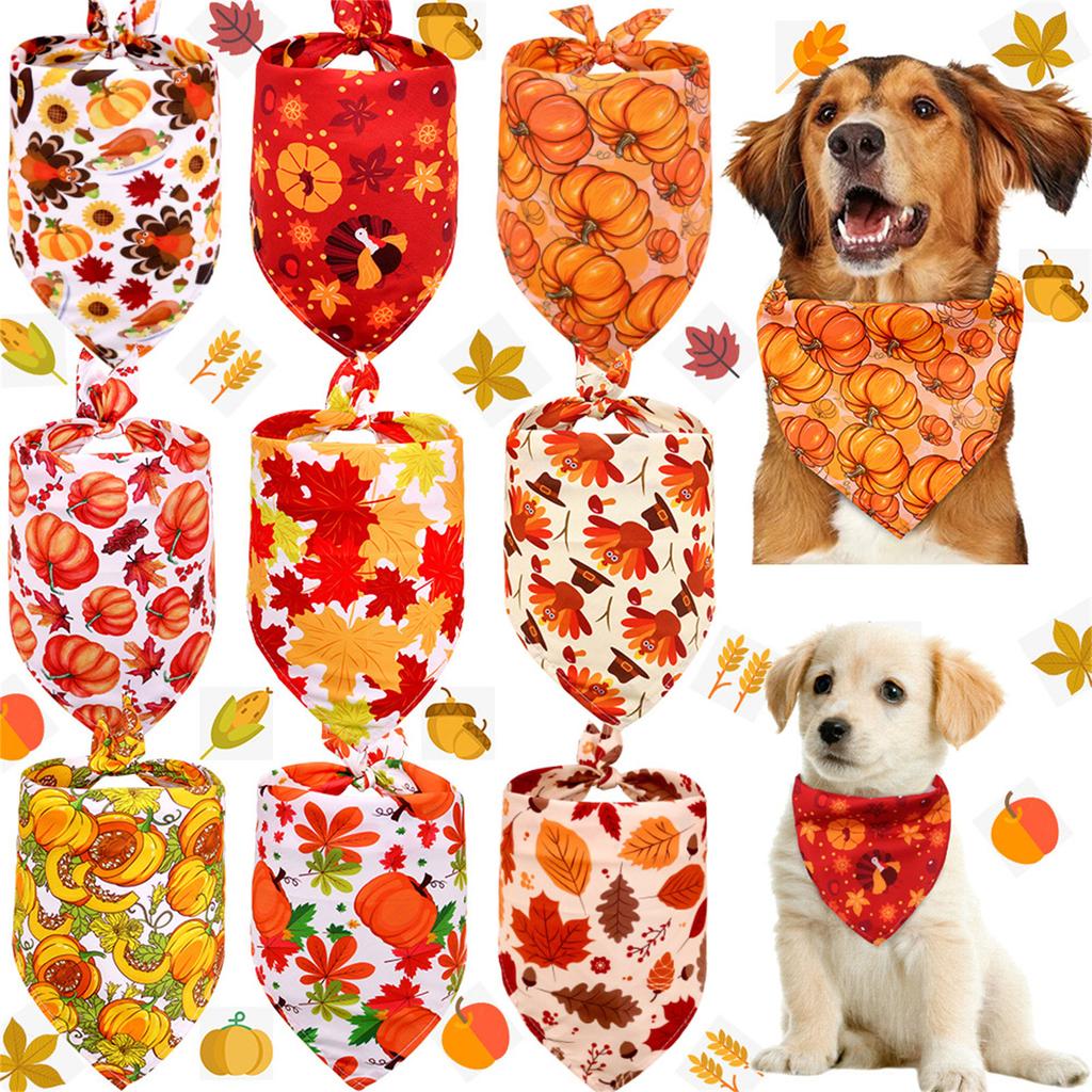 Dog Cat Neckerchief Collar Scarf Saliva Towel Pet Thanksgiving Accessories Dog Bandanas Soft Triangle Bibs