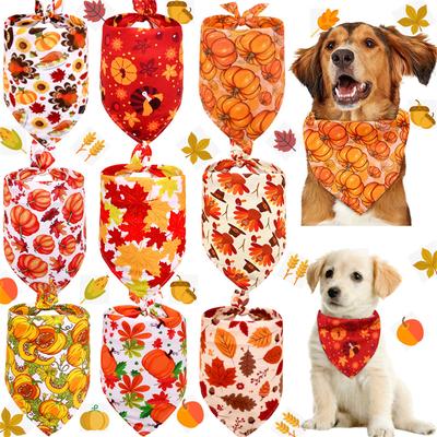 Pet Saliva Towel Supplies Decoration Thanksgiving Pattern Triangle Towel Dog Scarf Pet Neckerchief Scarf Harvest Bibs