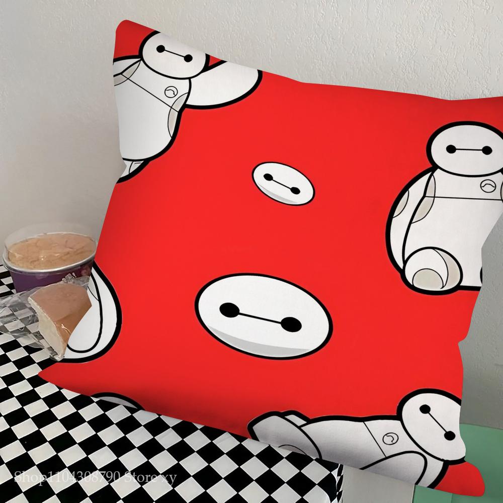B-Baymax Animated Character Pillow Case Square Pillow Bedroom Sofa Leisure Comfort Cushion Car Living Room Home Decoration