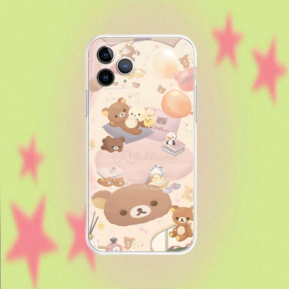 R-Rilakkuma Bear CUTE Phone Case For iPhone 17,16,15,14,13,12,11 Pro,Max,Plus,Air,X,XS,XR,SE,Mini Transparent Soft