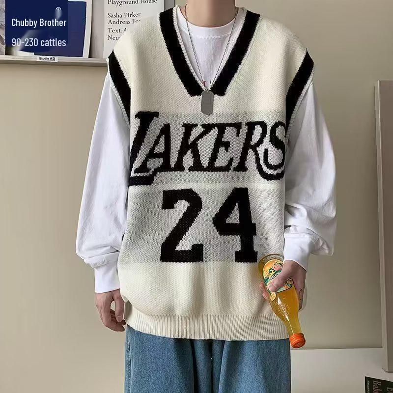 

Мужской модный вязаный жилет с V-образным вырезом: Корейский стиль, пуловер-свитер для пар, весна/осень. 2X Large абрикосовый