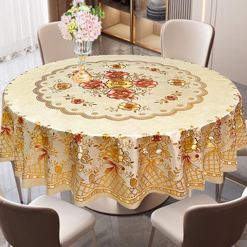 Luxury Waterproof PVC Tablecloth: Oilproof, Anti-scald, Wash-free Round Design for Hotels and Homes