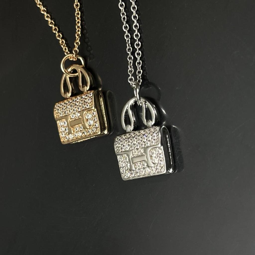 Hochwertige 18 Karat Roségold H-Buchstabe Voll Diamant Halskette - Kelly Stil Schlüsselbein Kette