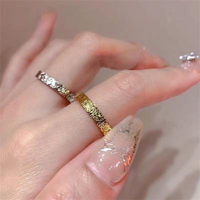 Crushed Ice Ring Popular Niche Design Index Finger Ring Feeling Light Luxury Plain Ring Ring Tide