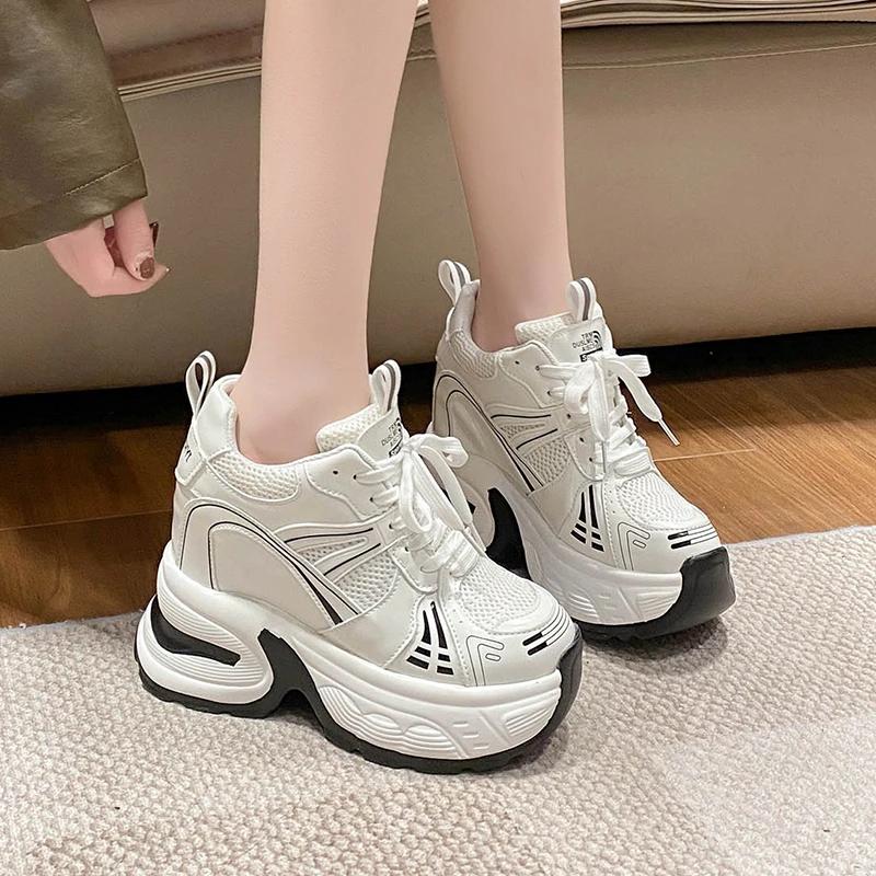 Fashion 10CM Spring Women Platform Sneakers Autumn Breathable Wedges Casual Shoes High Heels Thick Sole Sneakers Woman Deportivas Mujer