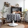 Plaid  Black and White Coffee Table Cloth Dining Table Cloth Round Table Cover for Valentine’s Day, Small Round Tables, Dining Room, Bedroom