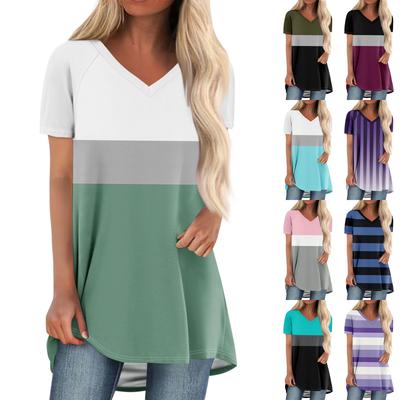 Ladies Short Sleeve Loose Tops Plus Size Casual Tops V Neck Short Sleeves Casual Summer T Shirts Ladies Tops T Shirts Shirts