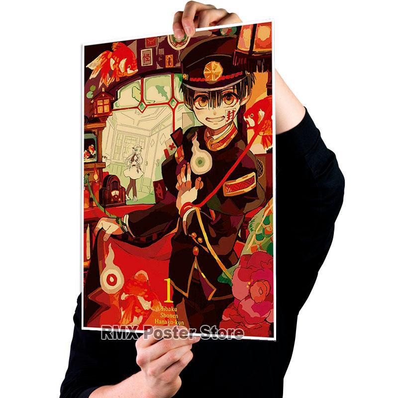 Anime toaleta Hanako Kun plakaty biały papier powlekany obrazy do dekoracji wnętrz naklejki ścienne dekoracja pokoju mural