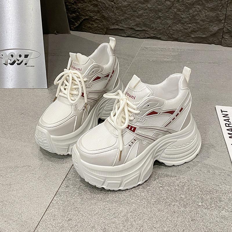Women's Dad Shoes 2025 New Summer Breathable Mesh High Top Boost Sports Shoes Thick Bottom Heightening Net Surface Shoes