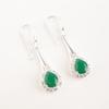 Natural Green Onyx Gemstone 925 Sterling Silver Jewelry Zircon Earrings 1.86" CZE-7-18