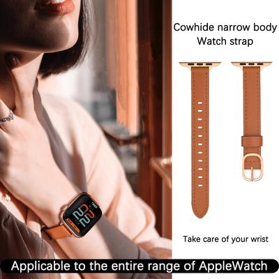Watchband Slim Leather Strap For Apple Watch Band Ultra 49mm 44mm 42mm 38mm 41mm 45mm Women Bracelet for iWatch Series Se 8 7 6 5 4 3 2 1