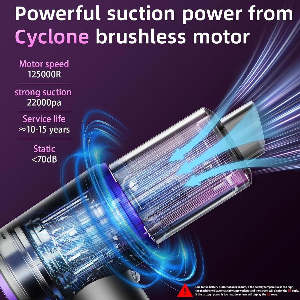 Portable Cordless Car Vacuum 22000PA, 4-in-1 Handheld Vacuum with Brushless Motor for Car, Home, Office, Camping, Pet