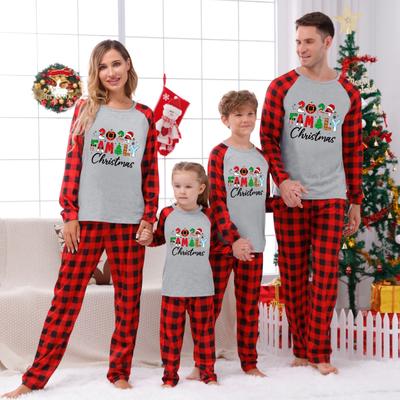 Set de familie drăguț cu imprimeu de Crăciun pijamale, haine de casă, set de familie cu mânecă lungă, pantaloni, top
