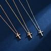PANJBJ S925 Sterling Silver Korean Personality Glossy Cross Necklace Ladies Simple And Versatile Pendant Chain NecklacePANJBJ
