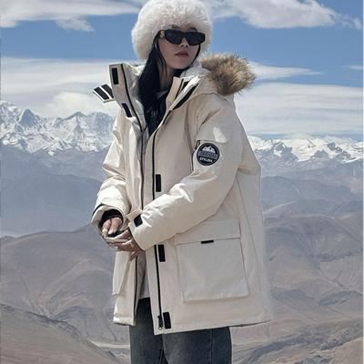 Jesienna i zimowa odzież robocza z kołnierzem futrzanym, kurtka Parker Down Cotton, kurtka American Fashion Cotton, ciepła kurtka o średniej i długiej długości, codzienna odzież wierzchnia z bawełny