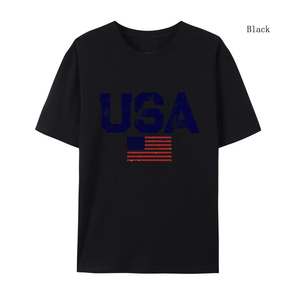 Usa Letters American Flag Stars And Stripes Mens T-shirt  Clothing Loose T-shirt Autumn Pullover Hoodies Casual T-shirt