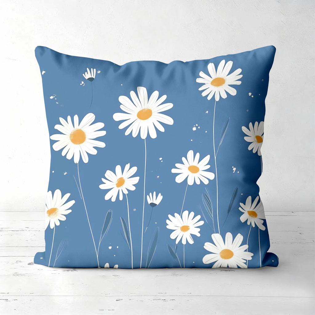 1 Pieces Bohemian Daisy Print Square Throw Pillow Cases Pattern Cushion Cover Suitable For Sofa Bedroom Car Pillow Cover