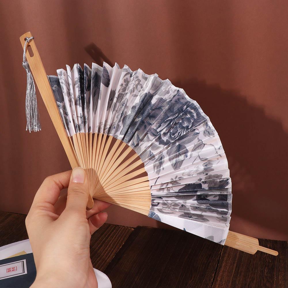 Ventaglio Pieghevole Rotondo Manico in Bambù Ventagli Cinesi Ventaglio Circolare Portatile a Mano Regalo