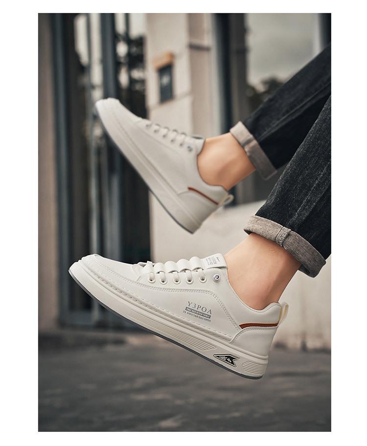 2025 Spring Men's Trendy All-Match Breathable White Thick-Soled Sports & Casual Shoes