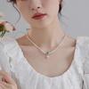 925 Sterling Silver Aquamarine Zhengyuan Shijia Pearl Necklace Temperament Water Drop Type Collarbone Chain French Light Luxury Collarbone Chain