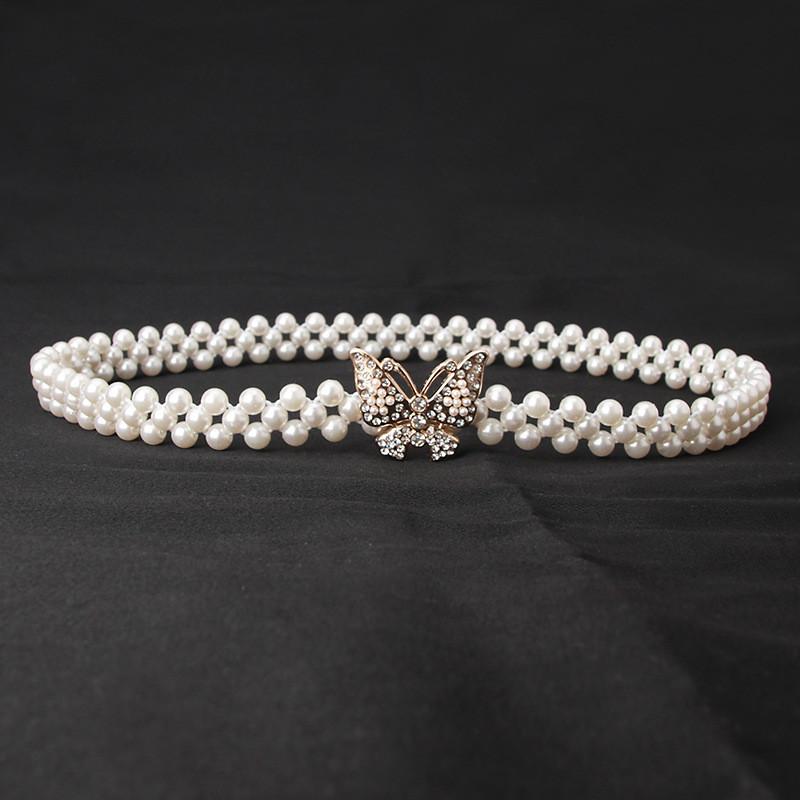 Elegant Pearl Waist Belt For Women With Rhinestones And Adjustable Fit For Summer Casual Wear