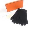 Pristine HERMES Gloves H Logo Motif All-over Knit Gloves Black Cashmere Mens L Used