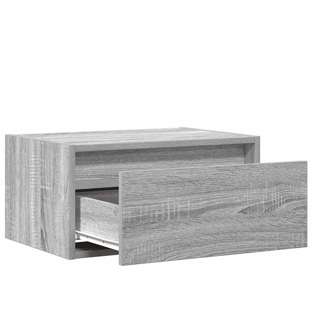 Wall Mounted Nightstand with LED Lights Grey Sonoma