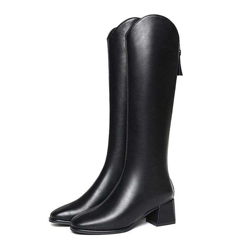 2026 Autumn and Winter New Style Slim Knee High Tube Women's British Style High-heeled Boots with Velvet Knight Boots