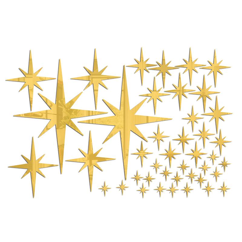 42Sheets Creative Star Acrylic Removable Mirror Wall Sticker Mosaic Wall Decal Diy Wall Paper Festival Home Decoration Stickers