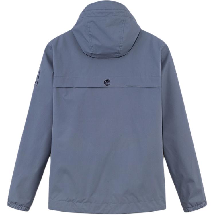 Timberland Comfortable Breathable Zipper Hooded Outdoor Hiking Waterproof Windproof Water-Repellent Jacket Men Jacket Medium-Blue A695W-073