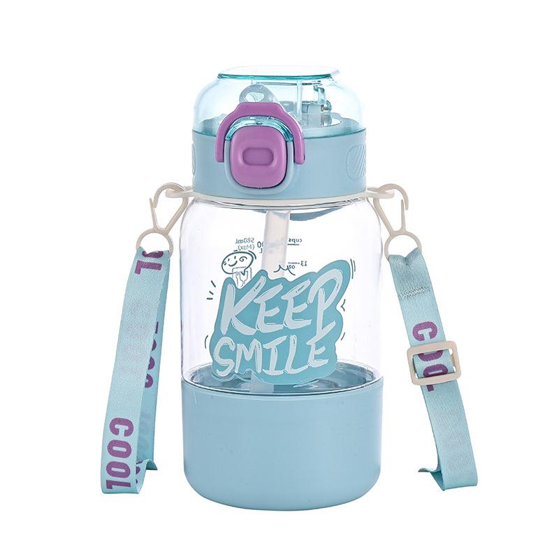 Water bottle high value children's water cup summer new kindergarten baby straw cup outdoor sports portable kettle anti-drop