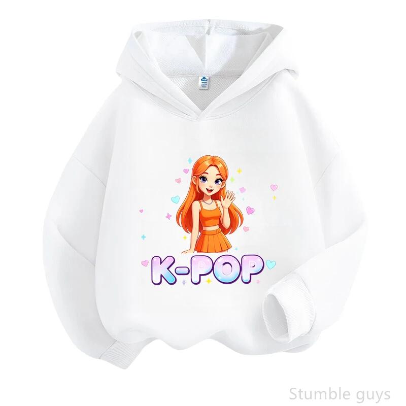 High Quality Kpop Printed Hoodie Boys Girls Spring Autumn Anime Long Sleeve Hooded Sweatshirt Durable Casual Outerwear