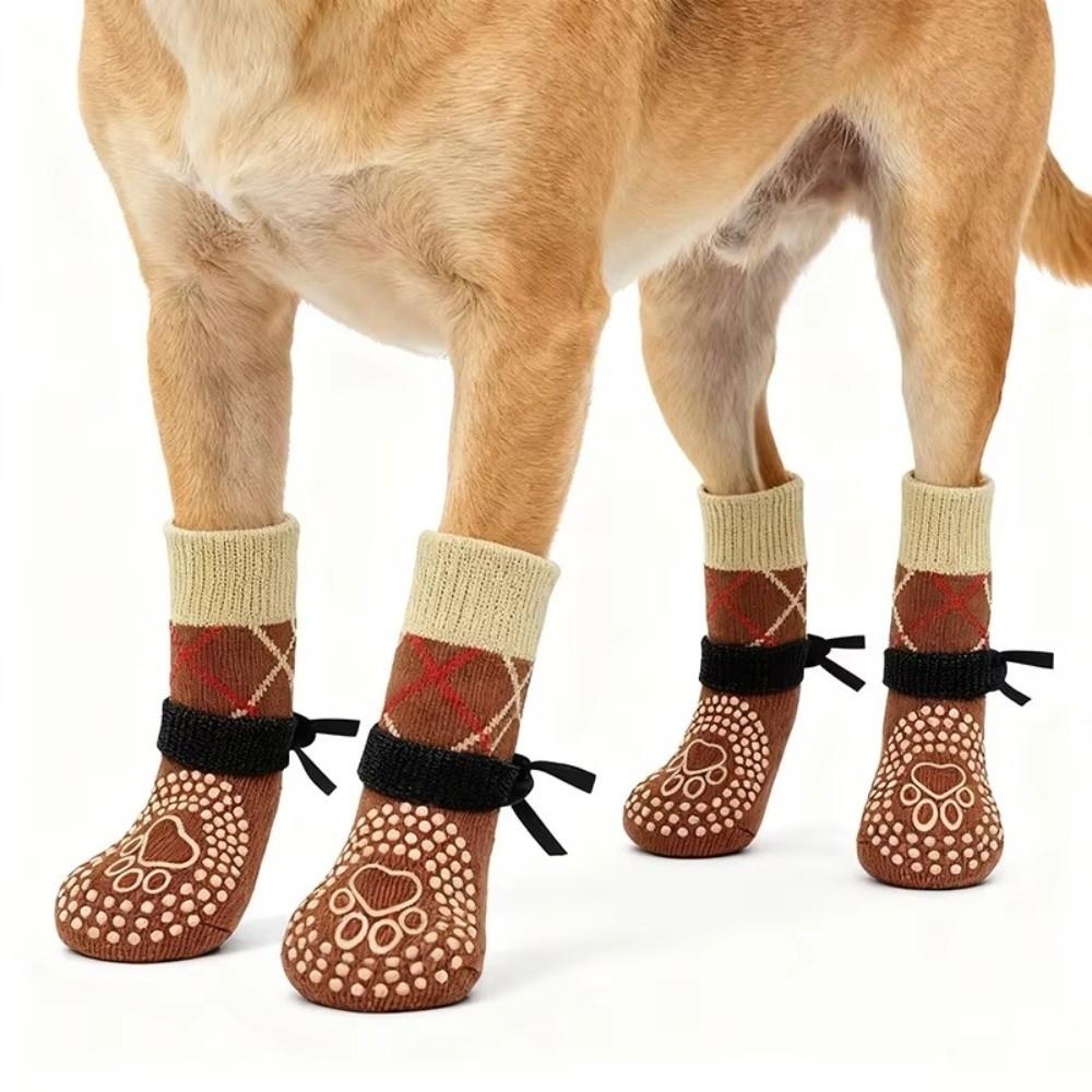 4pcs/lot Paw Protection Pet Dog Socks Adjustable Puppy Sock Dog Foot Covers  Small Medium Large Dogs