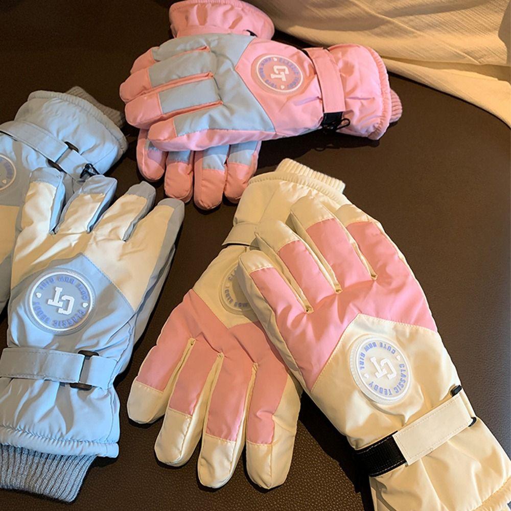 Cute Thickened Riding Gloves Windproof Cold Proof Full Finger Gloves Skiing Gloves Anti-slip Touchscreen Gloves Outdoor