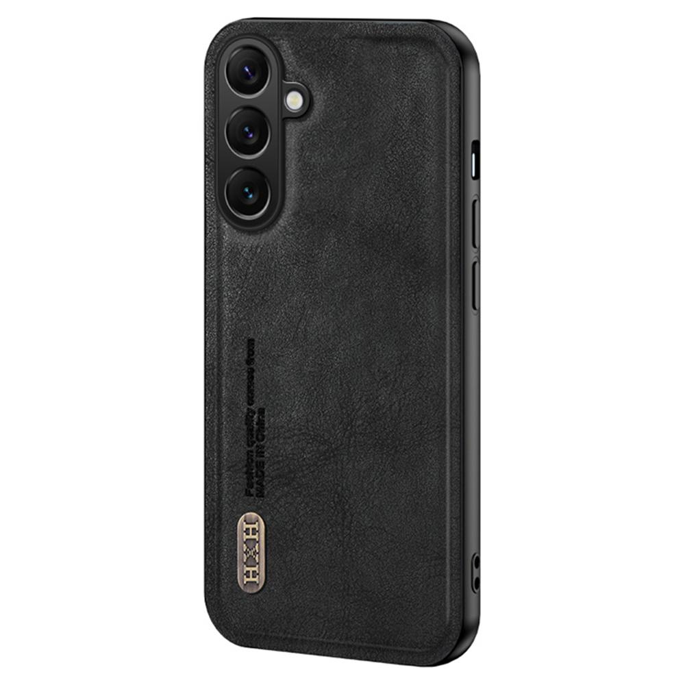 

For Samsung Galaxy M55 5G/C55 5G/F55 5G Case Frosted TPU+PU Phone Cover with Built-In Metal Sheet Black