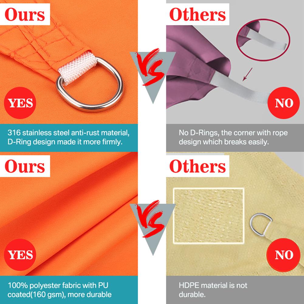 3/5/6M Waterproof Awning Orange Sunshade Sun Shade Sail For Outdoor Garden Beach Camping Patio Pool Sun Canopy Tent Sun Shelters