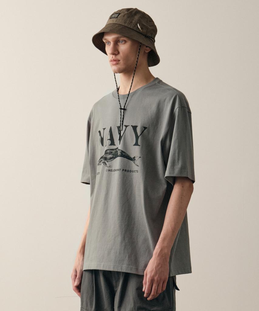 HELEMENT Navy Whale Graphic Short Sleeve T-Shirt (Khaki)
