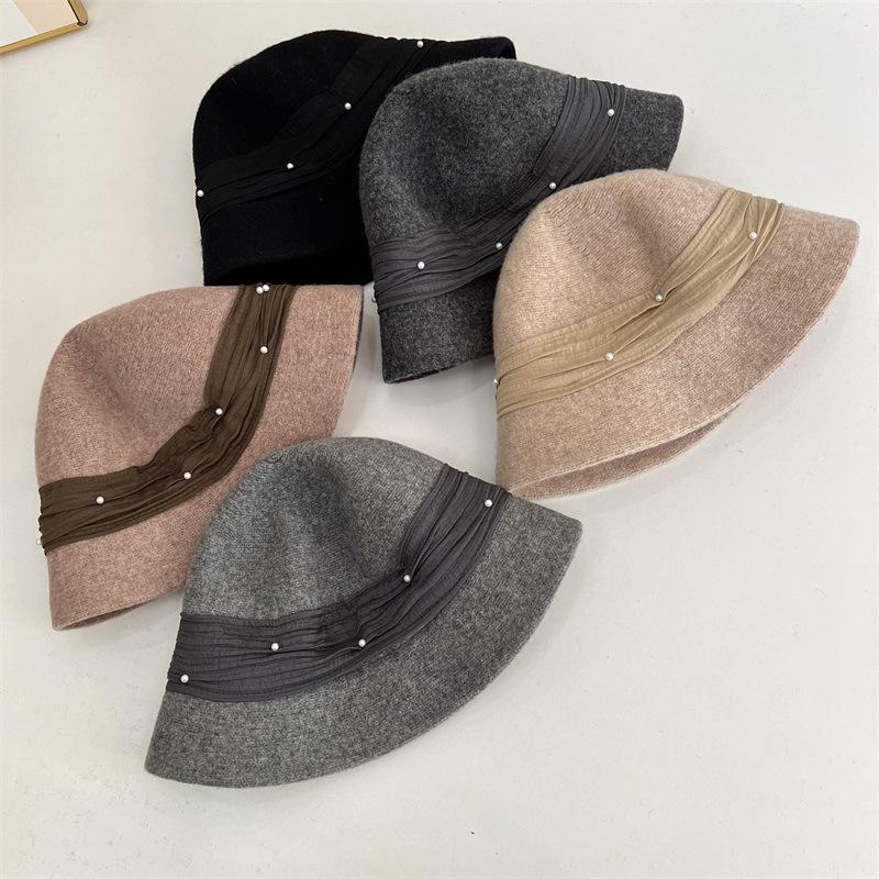 New Retro Korean Hat Women's Versatile Wool Blend 2024 Autumn/Winter Fisherman Hat Women's British Hat
