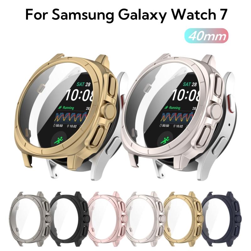 PC Case + Glass For Samsung Galaxy Watch 7 40mm Change Shockproof Cover Bumper Shell With Screen Protector For Galaxy Watch7