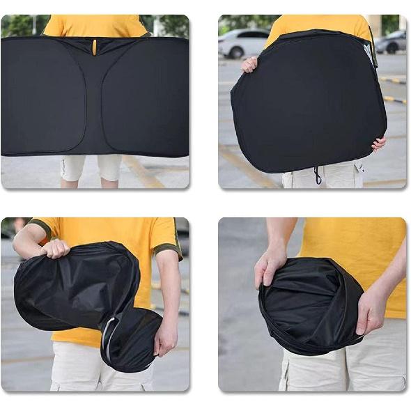 Portable Car Sunshade Summer Windshield Sunshade, Heat Insulation, Sun Protection, Foldable Double Ring Design, Universal for Cars and Suvs