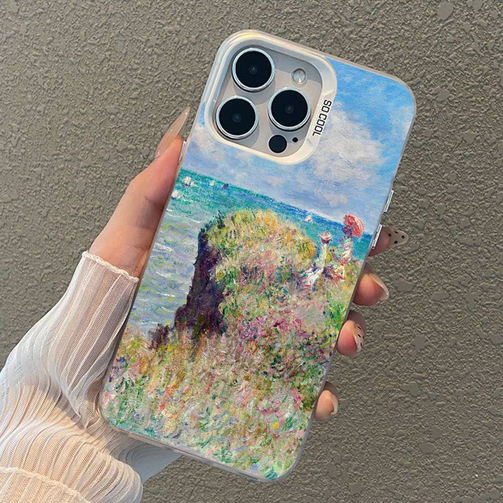 Claude Monet Impressionism Painter Silver Inside Phone Case For iPhone 17 16 15 14 11 12 13 Pro Max Plus X XR XS Max Colored