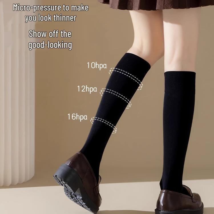 Thickened Velvet Warm Knee-High Compression Socks for Women - Slimming Long Winter Socks