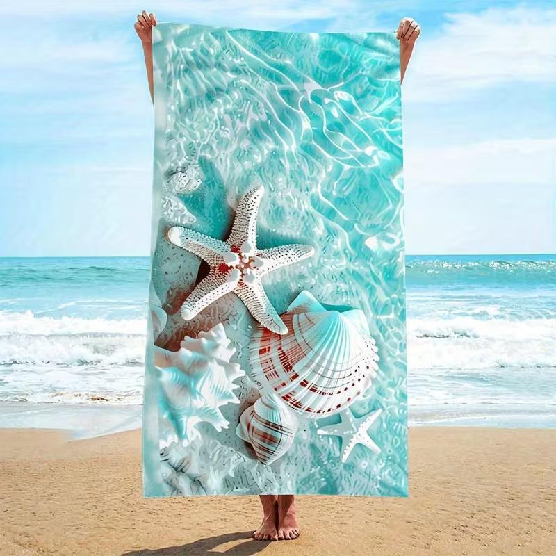 Underwater Starfish Print Beach Towel Vibrant Coral Reef Summer Beach Blanket Quick Dry Lightweight Absorbent Towel for Travel